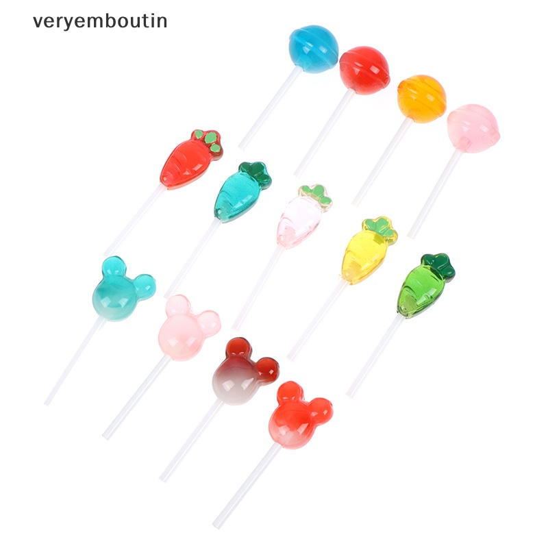 Bộ 5 Kẹo Mút Đồ Chơi Mini Bằng Nhựa Resin Cho Nhà Búp Bê