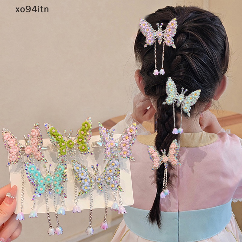 Kẹp Tóc Hình Cánh Bướm Phối Tua Rua Dễ Thương Cho Bé Gái