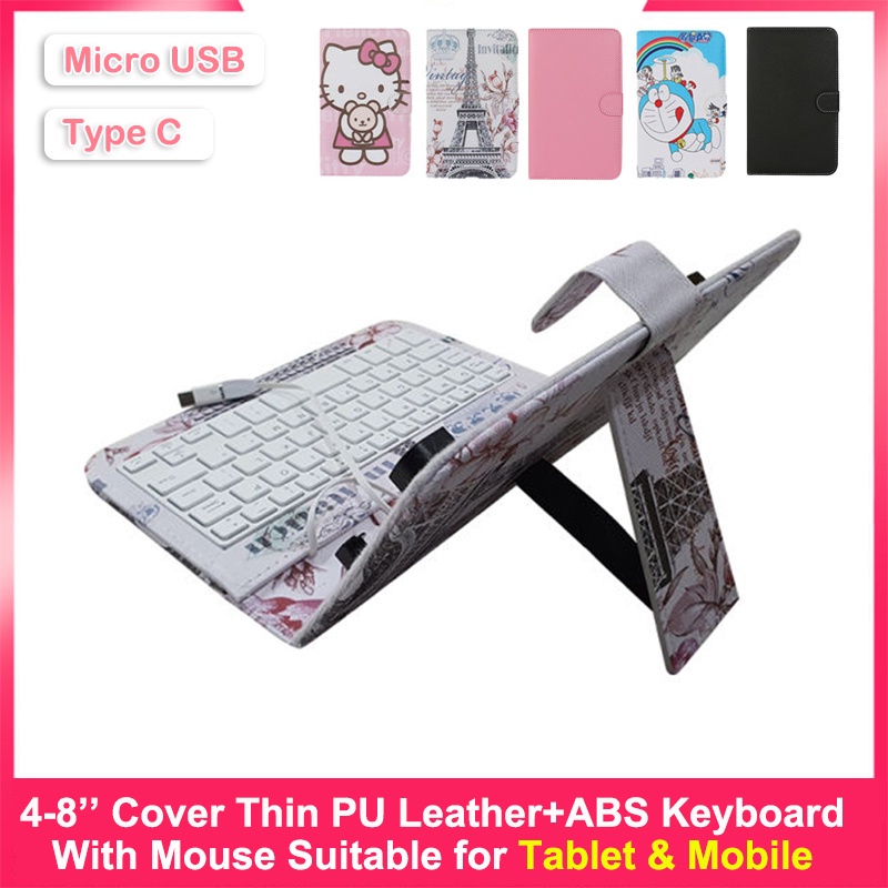 Bộ Bàn Phím + Chuột + Dây Da Di Động Cho Máy Tính Bảng 4.2-9inch Cho Realme Huawei Xiaomi Vivo Oppo Samsung Type-C / Micro-Usb