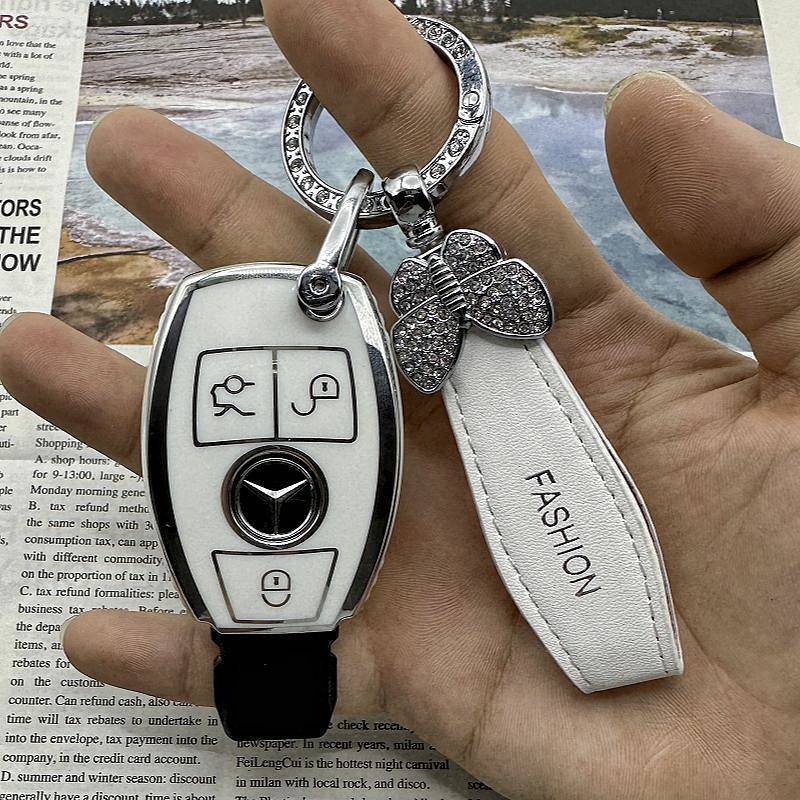 Internet Celebrity Car Key Ring Pendant Diamond Key Ring Circle Lanyard Exquisite Key Chain Women's Bag Hanging Ornament Ins Style J7GB