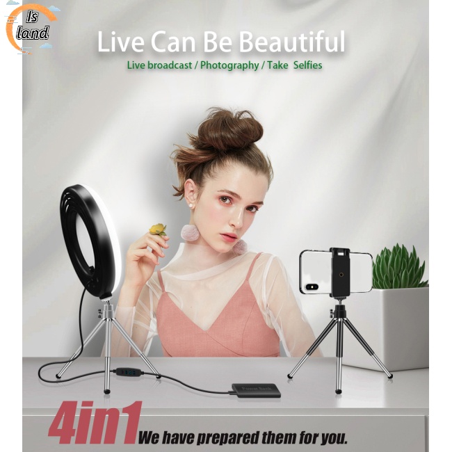 Đèn LED Tròn 9 Inch 4 Trong 1 Dùng Trang Điểm