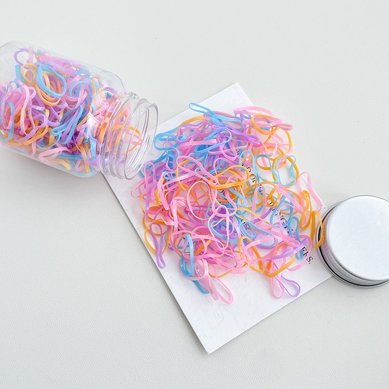 Hộp 100 / 200 Dây Buộc Tóc Sử Dụng Một Lần Màu Sắc Ngọt Ngào Cho Bé