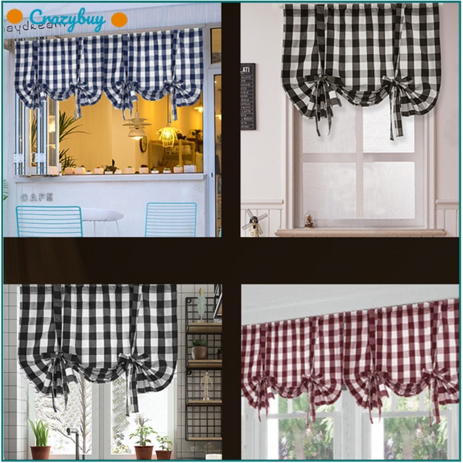 Cr 1 Rèm Cửa Vải Lanh Cotton Họa Tiết Kẻ Sọc Phong Cách Roman Có Thể Điều Chỉnh Tiện Dụng