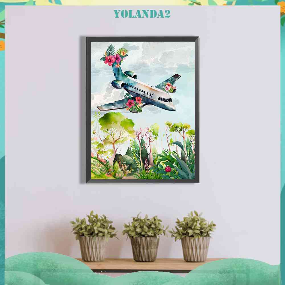 Tranh Đính Đá Kim Cương Toàn Bộ 5D DIY Hình Vẽ Máy Bay Dùng Trang Trí Nhà