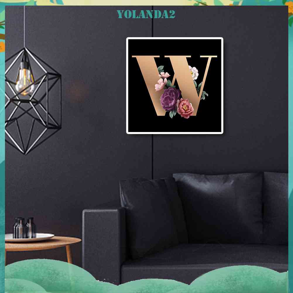 Tranh Đính Đá 5D Toàn Diện Họa Tiết Hoa Và Chữ Cái Trang Trí Nhà Cửa