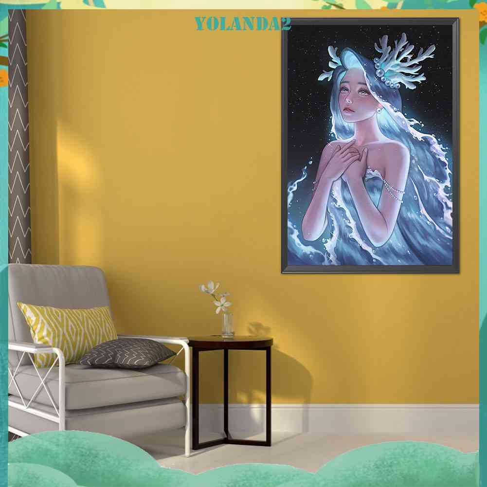 Tranh Đính Đá Kim Cương Toàn Bộ Hình Vẽ Cô Gái Anime Trang Trí Tường DIY