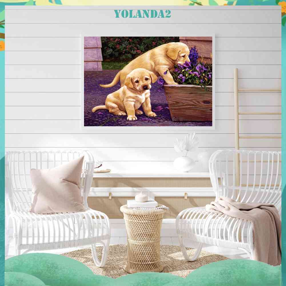 Bộ Tranh Đính Đá Toàn Bộ Họa Tiết Labrador Độc Đáo DIY Dùng Trang Trí Nhà Cửa