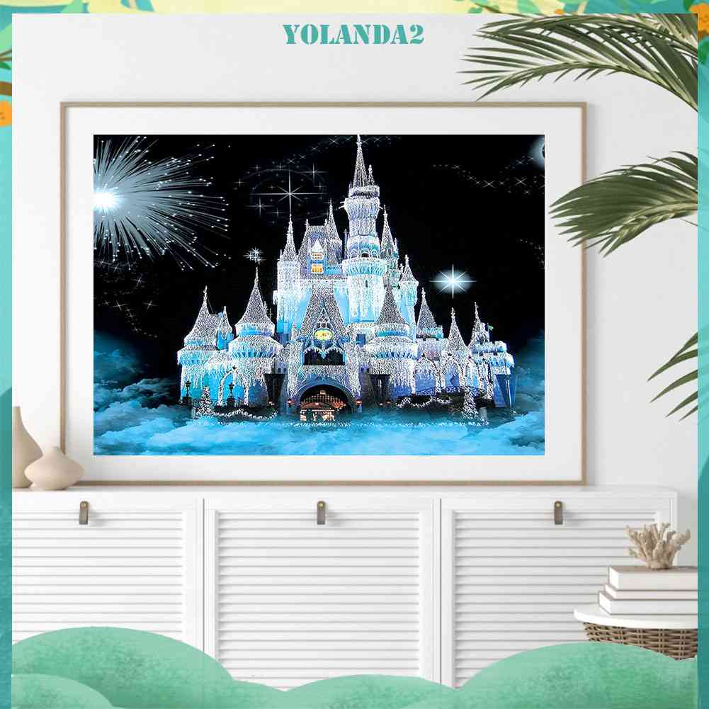 Tranh Đính Đá Kim Cương Toàn Bộ Hình Lâu Đài Tuyết DIY