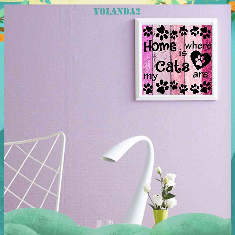 Bộ Tranh Đính Đá 5D Toàn Diện Họa Tiết Chú Mèo Độc Đáo DIY Dùng Trang Trí Nhà Cửa