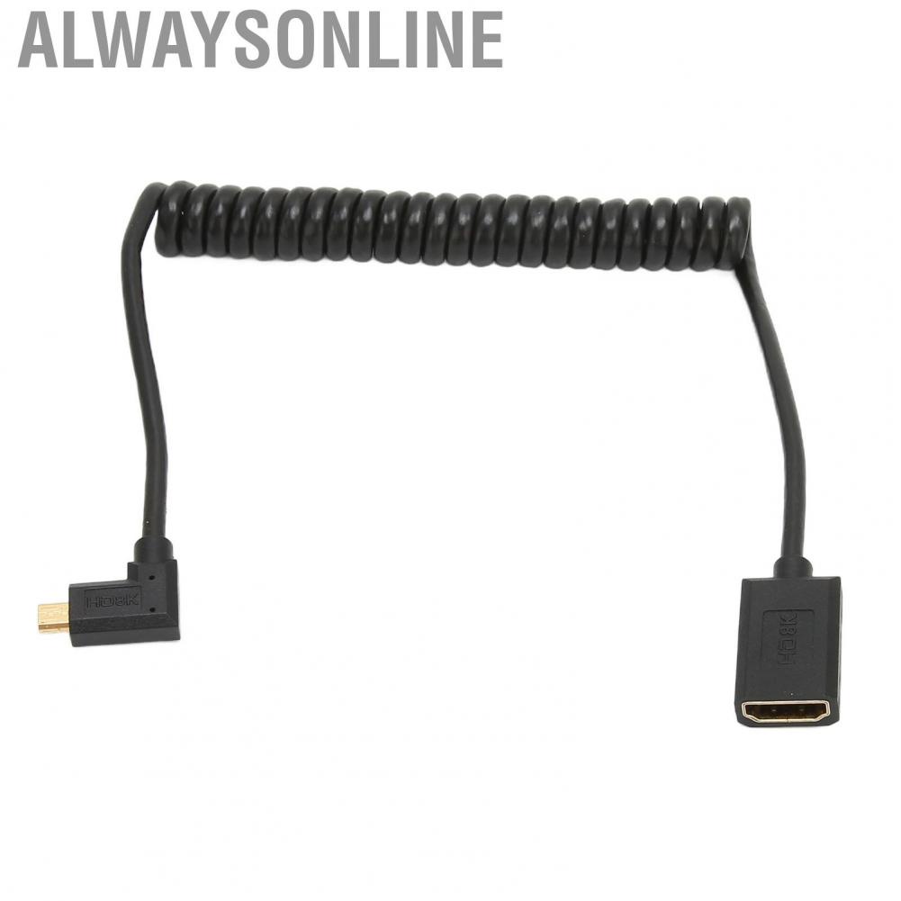 Alwaysonline HD Multimedia Interface Cable Micro to Female UHD 8K 60Hz 4K 120Hz 48Gbps Coiled Video Cord for Camera  hot sale