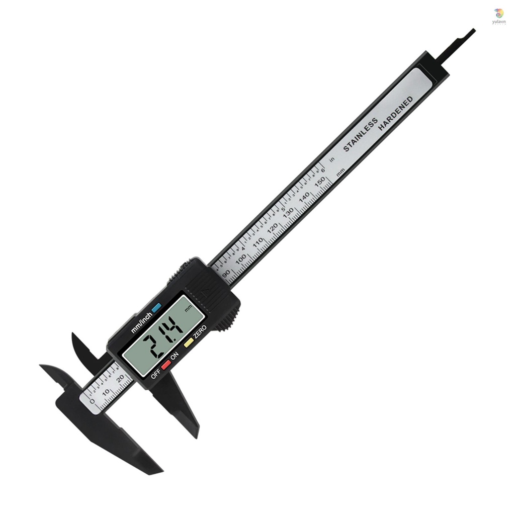 Thước Đo Điện Tử Màn Hình LCD 0-6 Inch / 150mm Bằng Nhựa Sợi Carbon Độ Chính Xác Cao