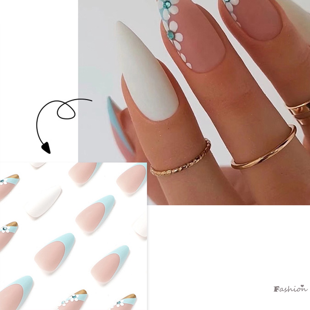 Keo Dán Móng Giả Hình Hoa Đính Kim Cương Giả Màu Xanh Dương Có Thể Tái Sử Dụng