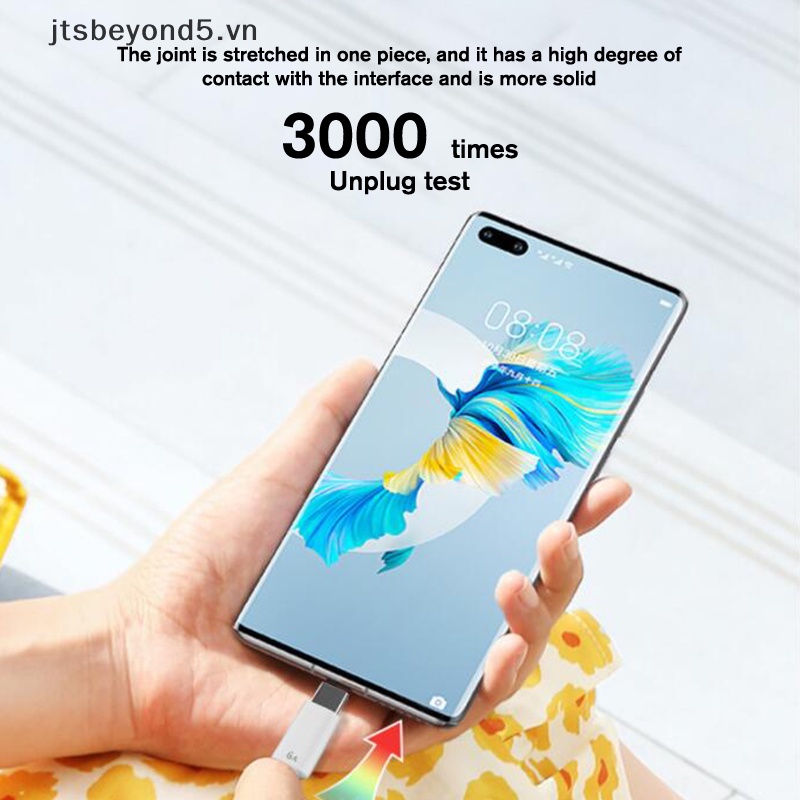 JY 1/1 5 dặm 6A 66W USB Type-C siêu nhanh phí cáp cho XIAOMI Samsung Huawei ..