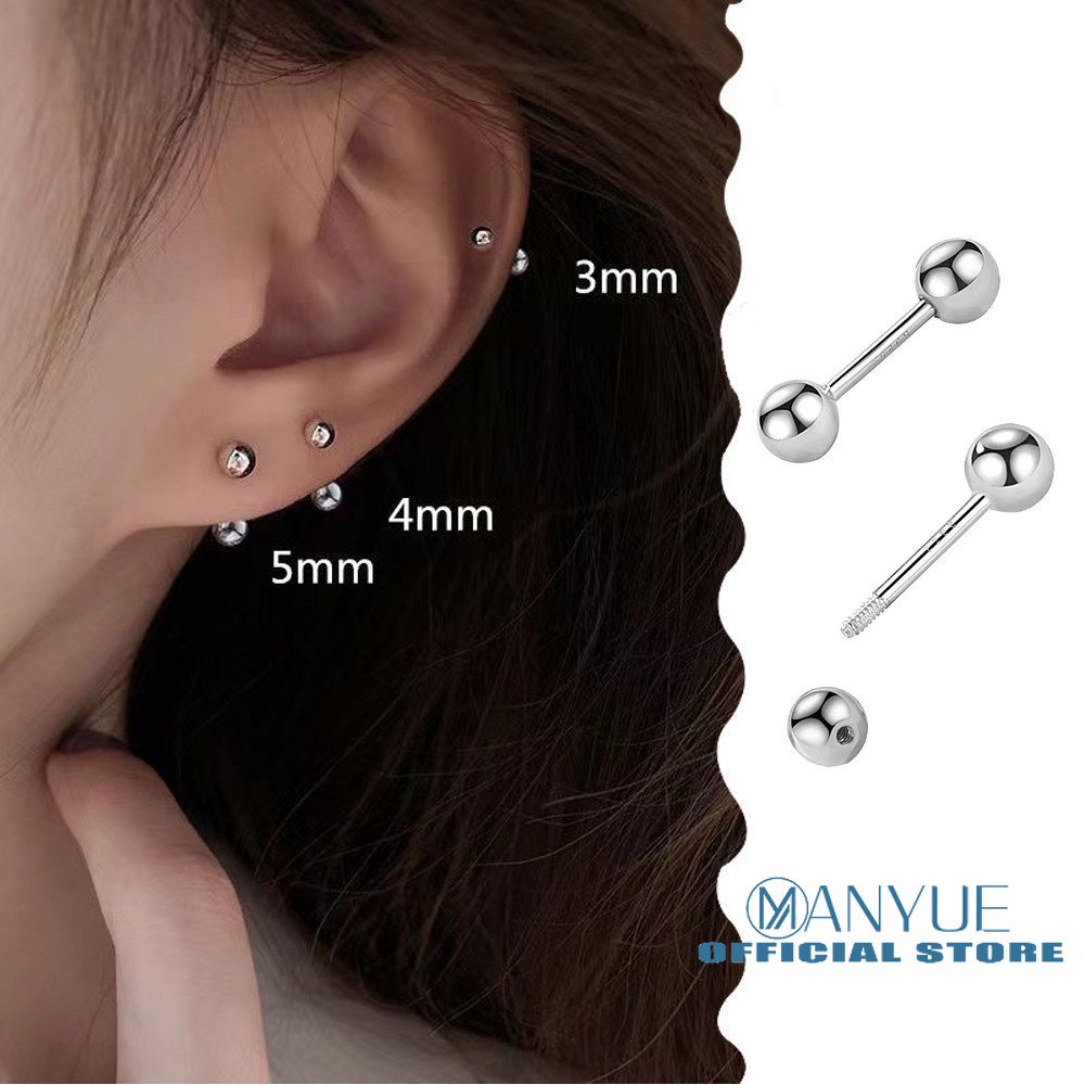 Khuyên tai MANYUE mạ bạc 925 đính hạt ngọc trai đơn giản tinh tế