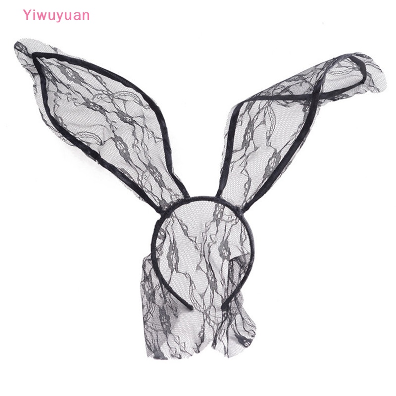 < Yiwuyuan > Băng Đô Tai Thỏ Halloween Phối Ren Gợi Cảm