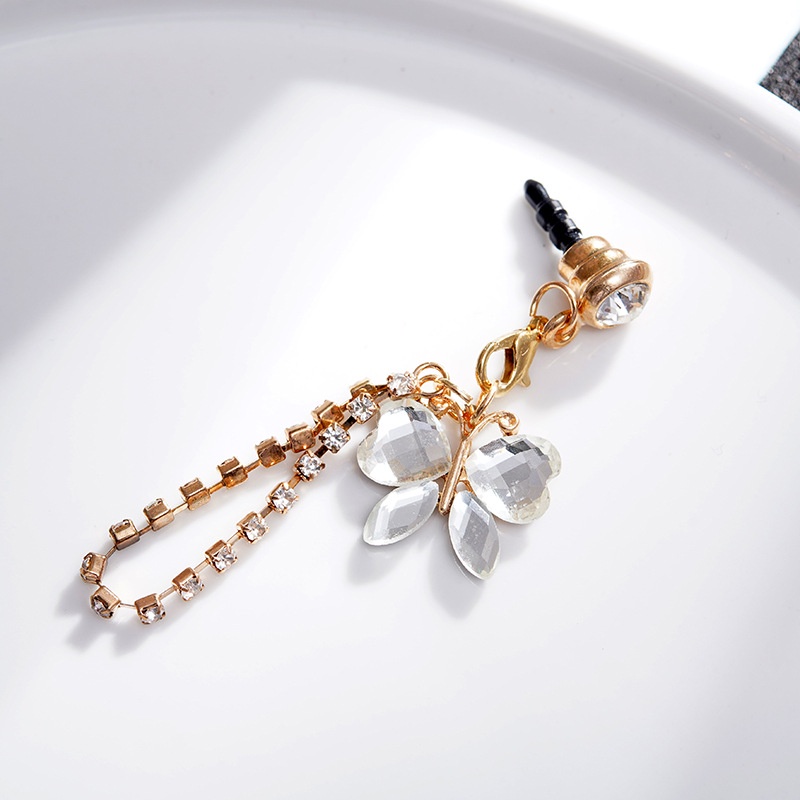 Nút Cắm Chống Bụi Bằng Hợp Kim Hình Bướm Đính Đá Cho Điện Thoại Di Động