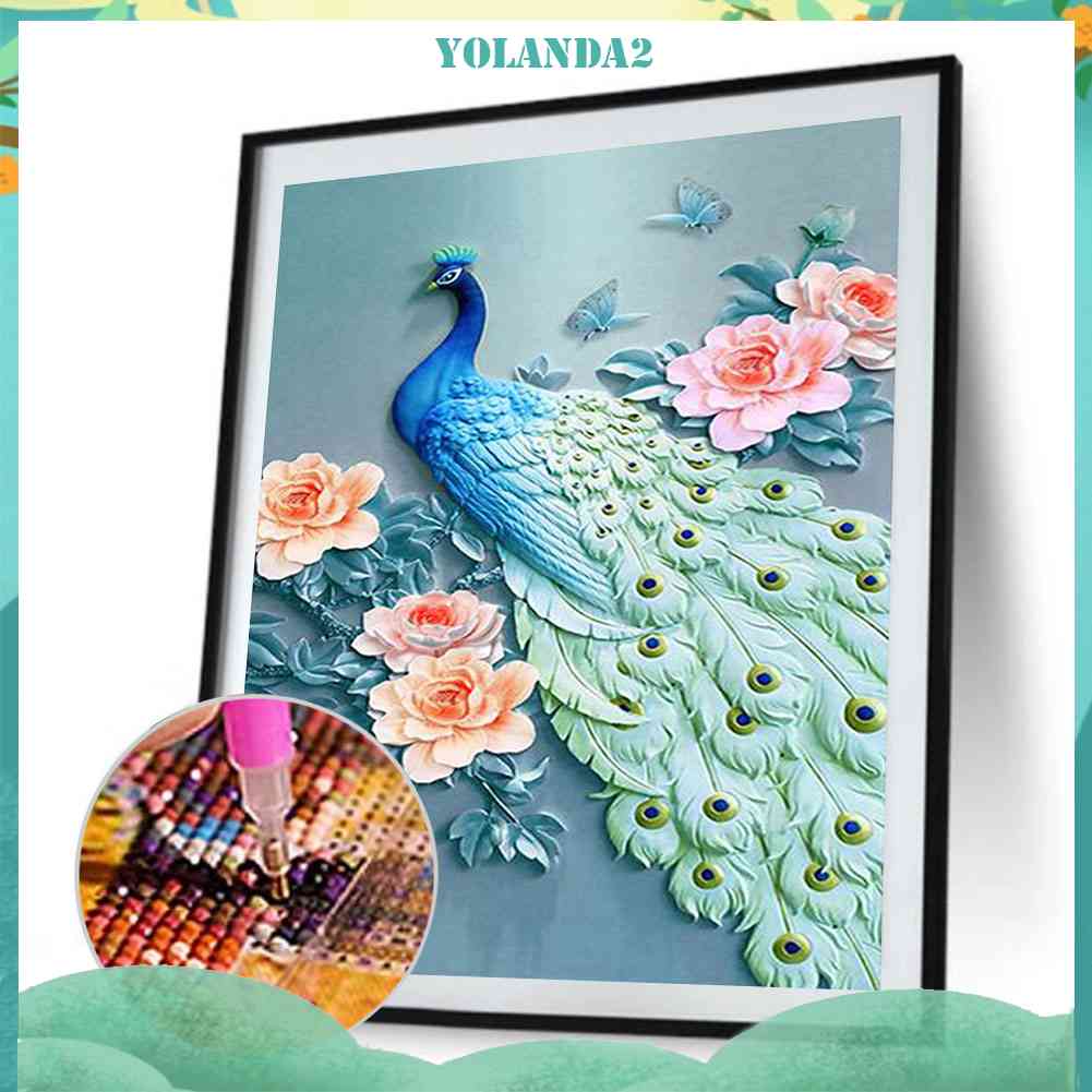 Tranh Thêu Chữ Thập Đính Đá Kim Cương Tròn Hình Vẽ Chim Đẹp