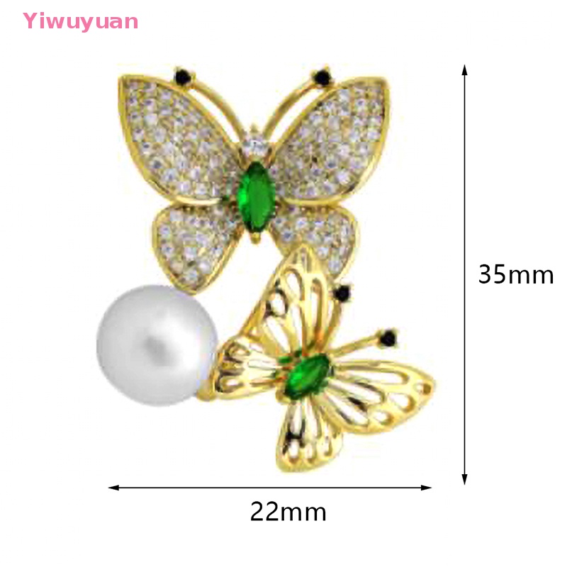< Yiwuyuan > Ghim Cài Áo Hình Bướm Đính Đá Ngọc Trai Thanh Lịch Cho Nữ Jewellry