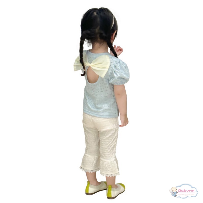 Bộ 2 Món Áo Thun Tay Ngắn + Quần Cotton Dáng Rộng Thời Trang Cho Bé Gái