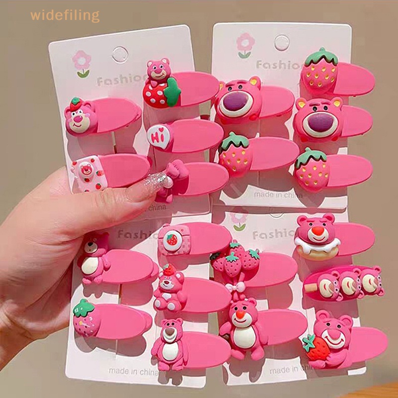 Bộ 5 Kẹp Tóc Họa Tiết Hoạt Hình Gấu Và Dâu Tây Dễ Thương Cho Bé Gái