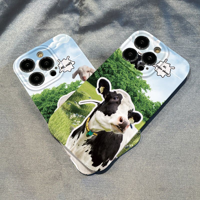 Ốp Điện Thoại Họa Tiết Bò Sữa Và Cừu Bảo Vệ Toàn Diện Cho iPhone14promax 13 12 Xr11