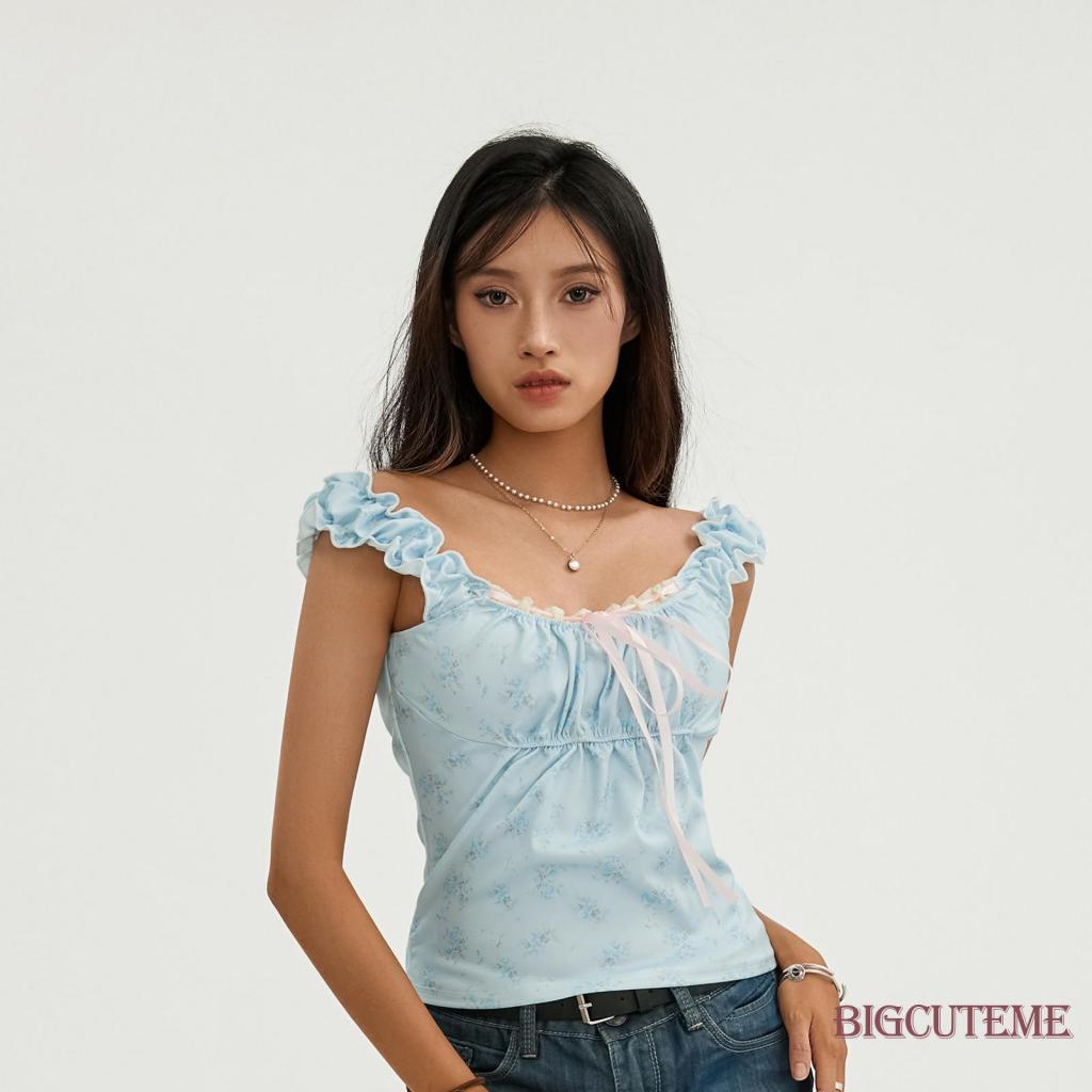 Áo Croptop Không Tay Phối Ren Hoa Thời Trang Mùa Hè Dành Cho Nữ