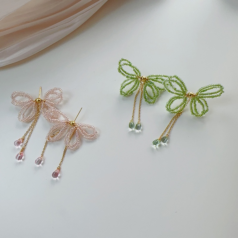 Hoa Tai Tua Rua Hình Giọt Nước & Bướm Đính Hạt