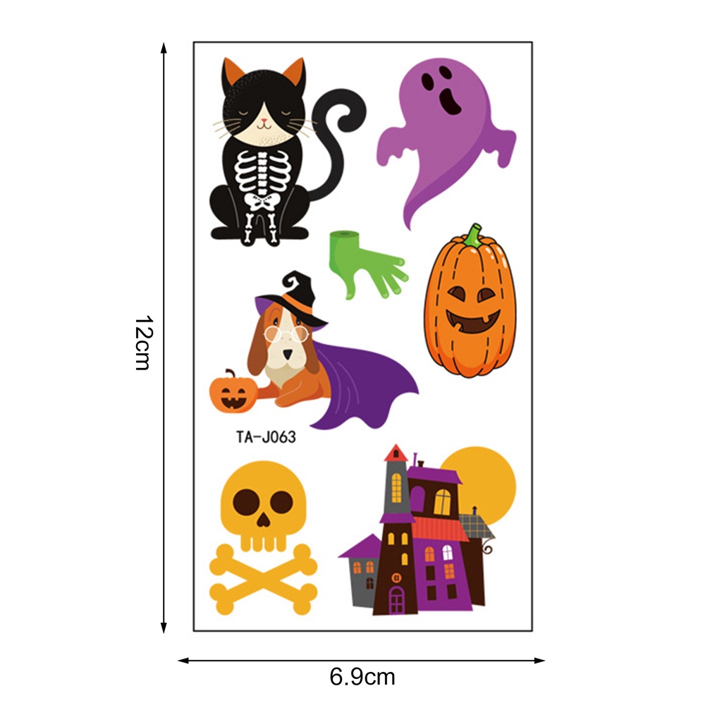 Hình Xăm Dán Chống Nước Chống Mồ Hôi Chống Rơi Hình Bí Ngô Halloween Dành Cho Trẻ Em