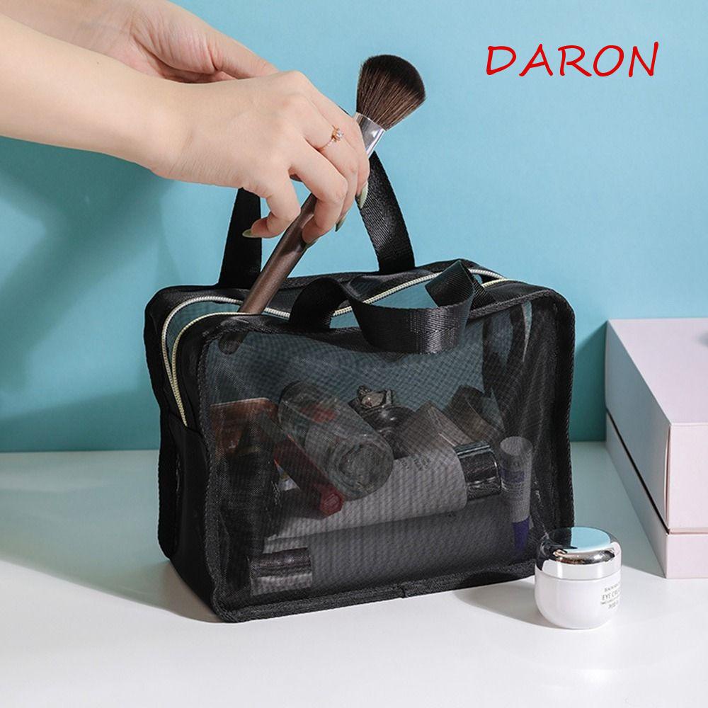 Túi Lưới Đựng Mỹ Phẩm Có Khóa Kéo Màu Đen Sức Chứa Lớn Tiện Dụng