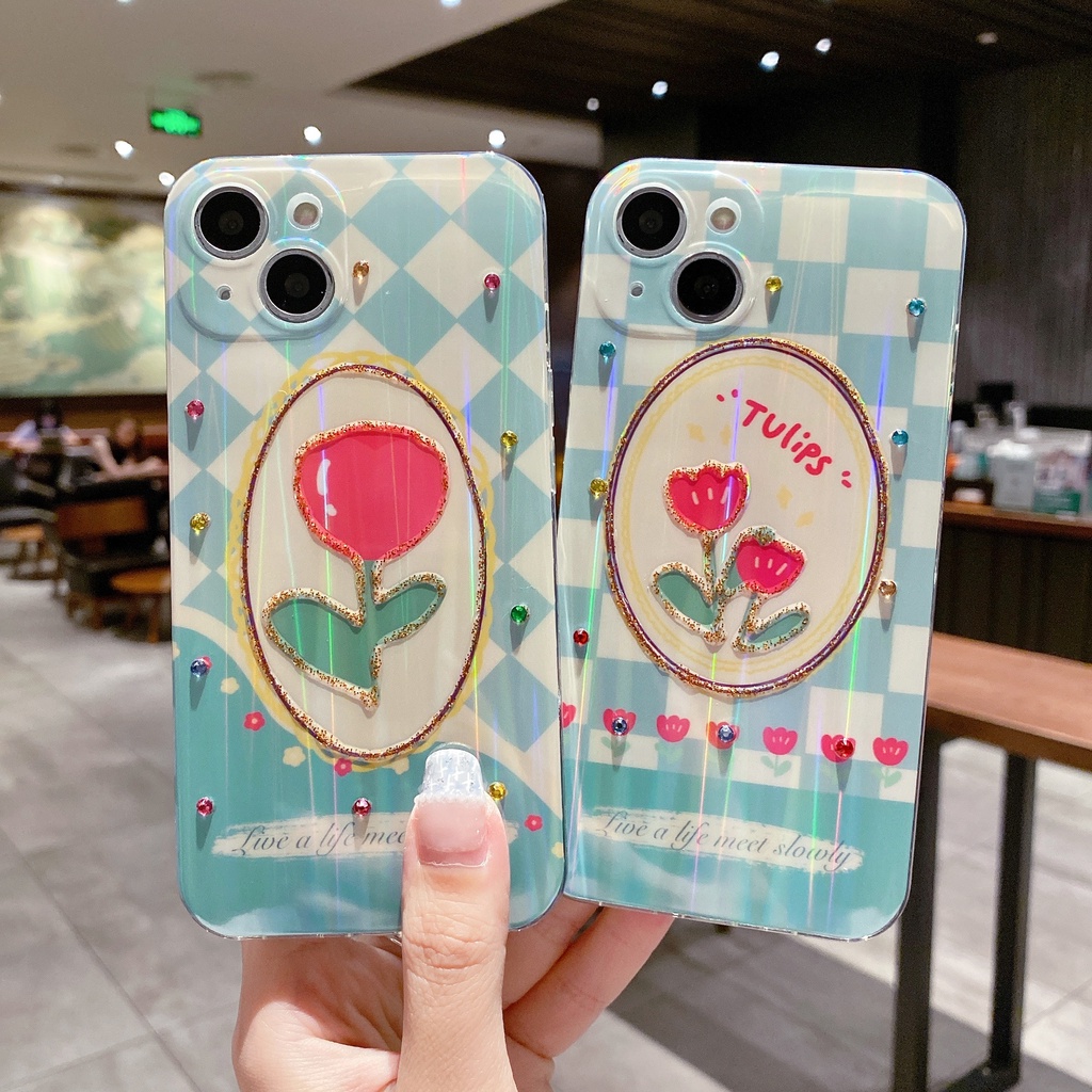 Ốp Điện Thoại TPU Chống Sốc Họa Tiết Hoa Tulip Cho IPhone 14 13 12 11 Pro MAX 14 PLUS X XR XS MAX