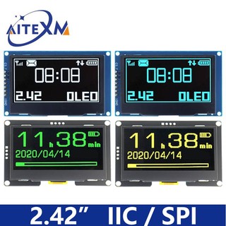 Mô đun màn hình lcd hd 2.42 inch 2.42 "oled 128x64 ssd1309 7 pin spi / iic i2c cho arduino uno r3