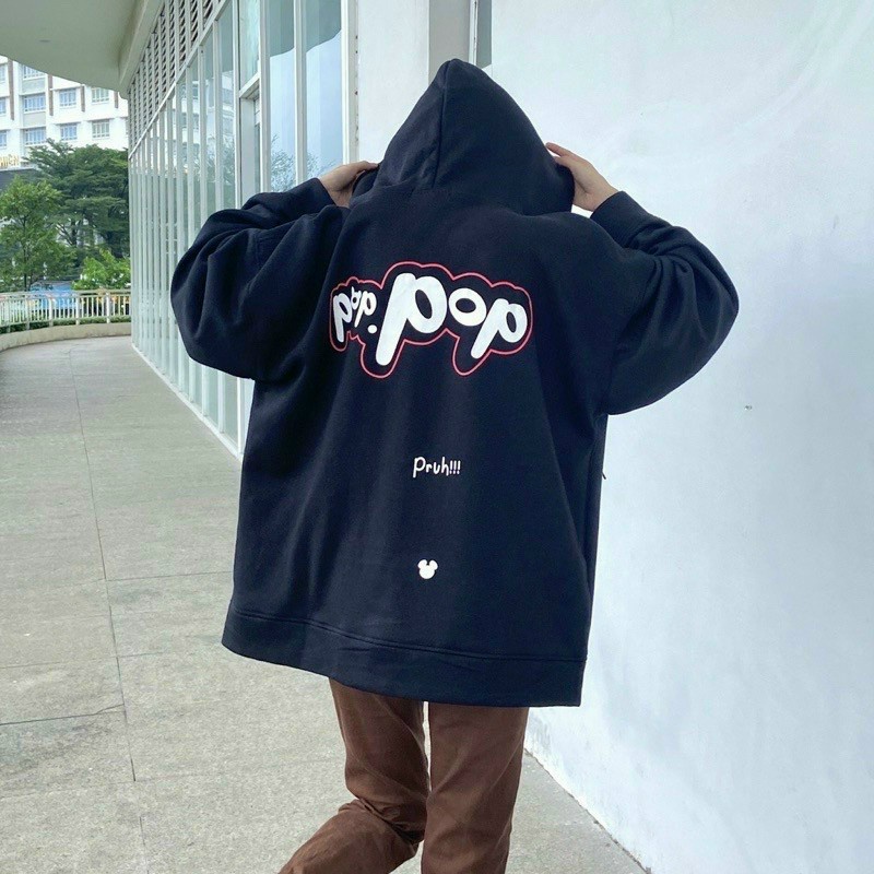 Áo Khoác Hoodie Nam Nữ, Zip Khóa Kéo POP-POP Vải Nỉ Bông Mềm Mịn Phong Cách Ulzzang Unisex Cá Tính Hot Trend. XTA