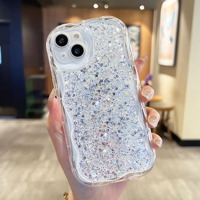 Ốp Điện Thoại Silicone Mềm Trang Trí Kim Tuyến Viền Gợn Sóng Cho Realme 11 Pro 10 GT Master Edition 8 7 GT Neo3 V15 V20