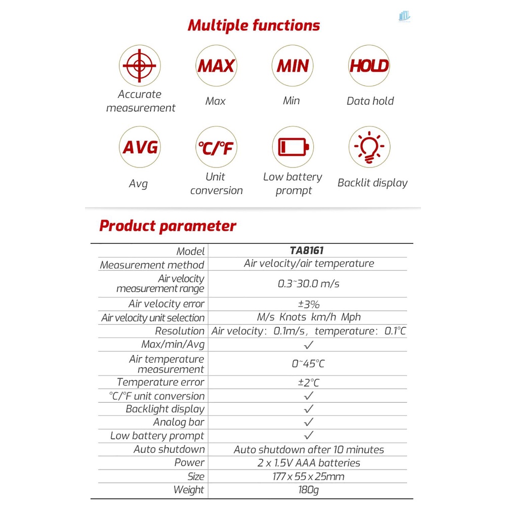 Đồng Hồ Đo Nhiệt Độ Gió TASI TA8161 Kỹ Thuật Số Độ Chính Xác Cao