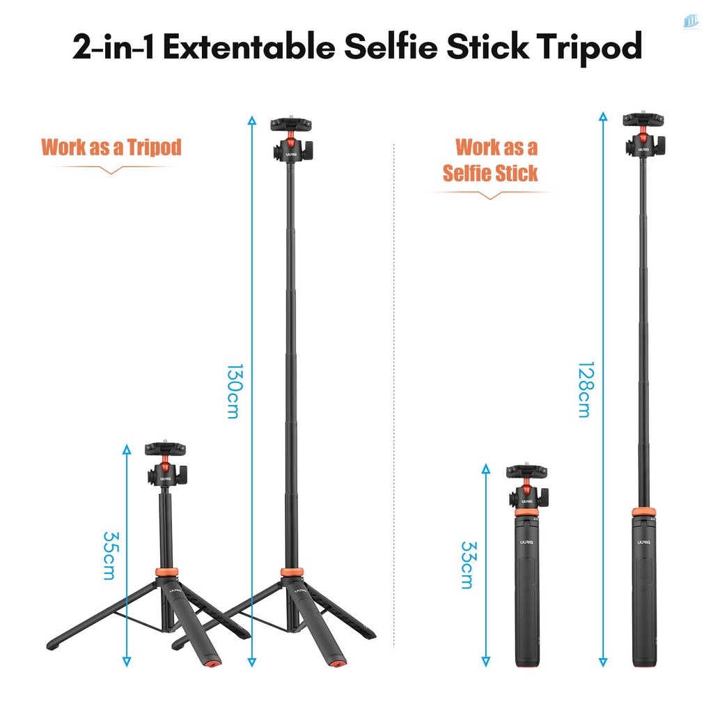 Gậy Selfie UURIG TP-02 Đa Năng Có Giá Đỡ Đầu Bi Linh Hoạt 130cm Max.Height Ốc Vít 1 / 4 Inch Cho Điện Thoại Thông Minh / Máy Ảnh