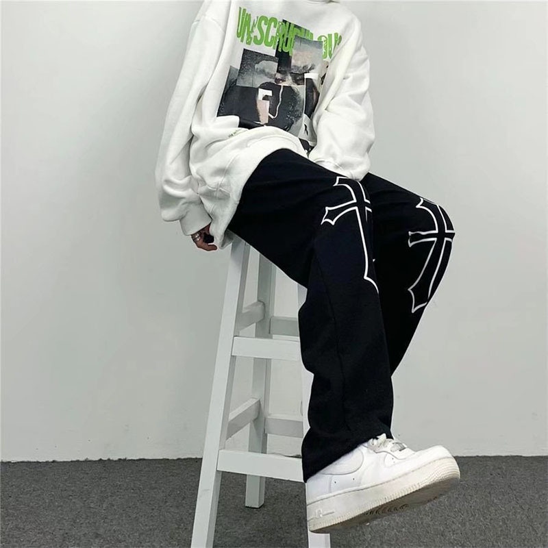 Quần Thể Thao Ống Rộng Lưng Thun Phong Cách Đường Phố Hàn Quốc Dành Cho Nam