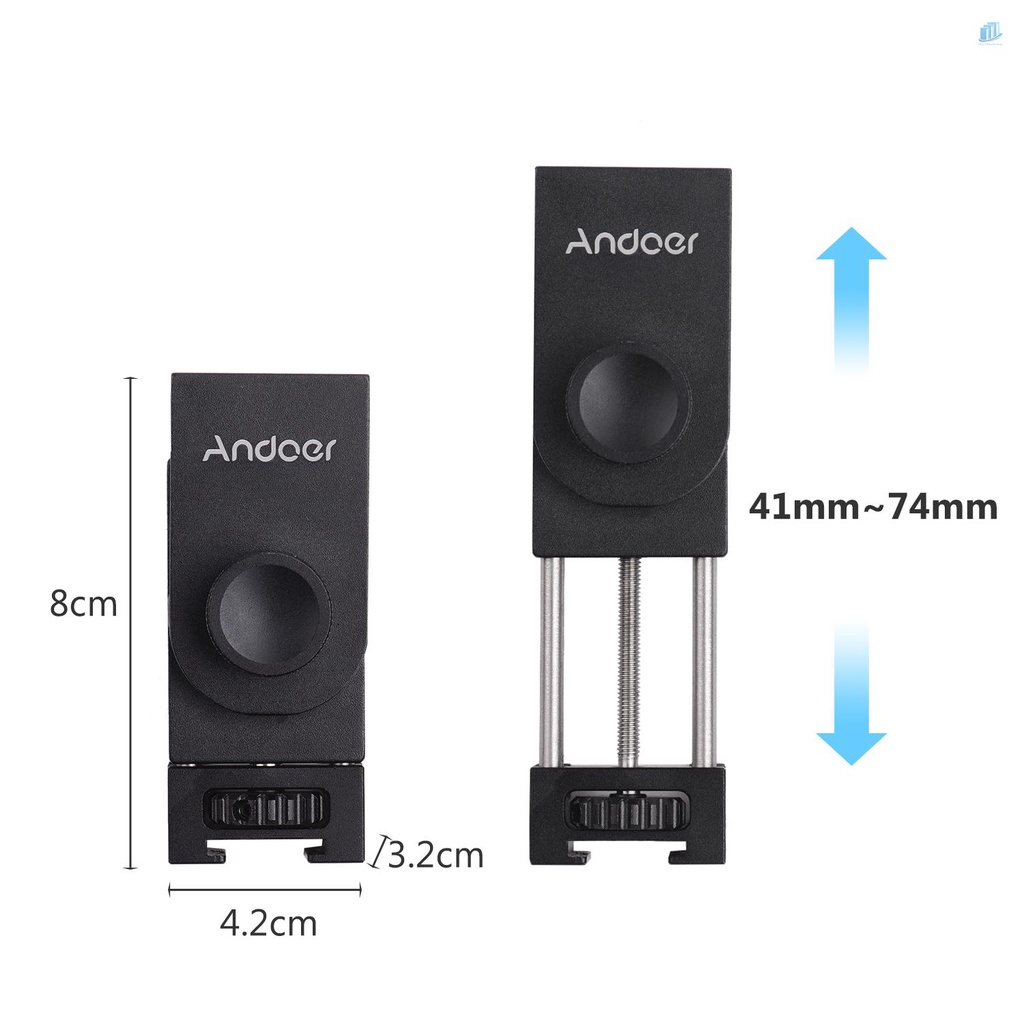 Giá Đỡ Điện Thoại Thông Minh Andoer Andoer Bằng Kim Loại Với Ngàm Gắn Micro Và Đèn LED Hỗ Trợ Quay Video