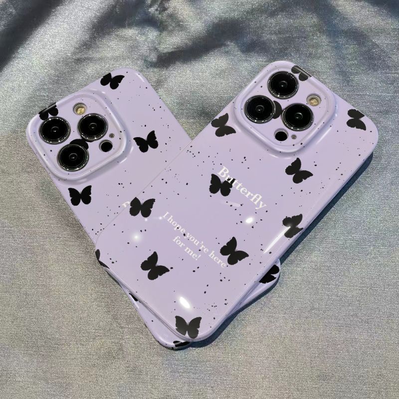 Ốp Điện Thoại Cứng Họa Tiết Bướm Đen / Phim Dán Cho Iphone xs Max13 / Niche max11 8p 1214pro XHGN