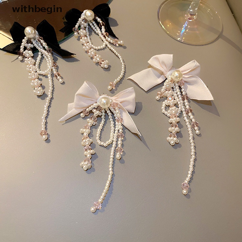 Bông Tai Mạ Bạc 925 Dáng Dài Đính Pha Lê / Ngọc Trai Thời Trang Sang Trọng