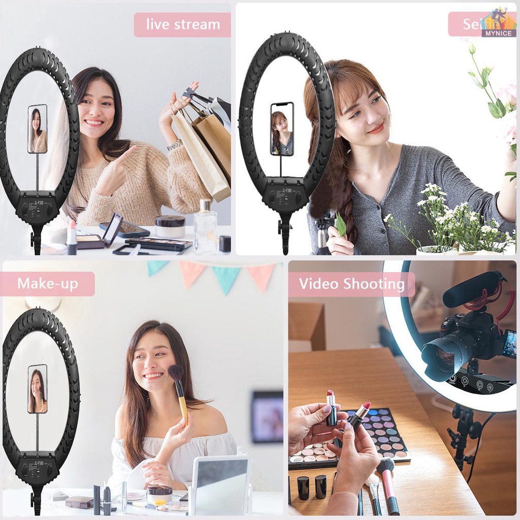 Vòng Đèn LED Andoer 18 Inch 55W 2800-6000K Hai Màu Điều Khiển Cảm Ứng &amp; Điều Khiển Từ Xa 190cm / 74.8 Inch Cho Trang Điểm / Live Streamin