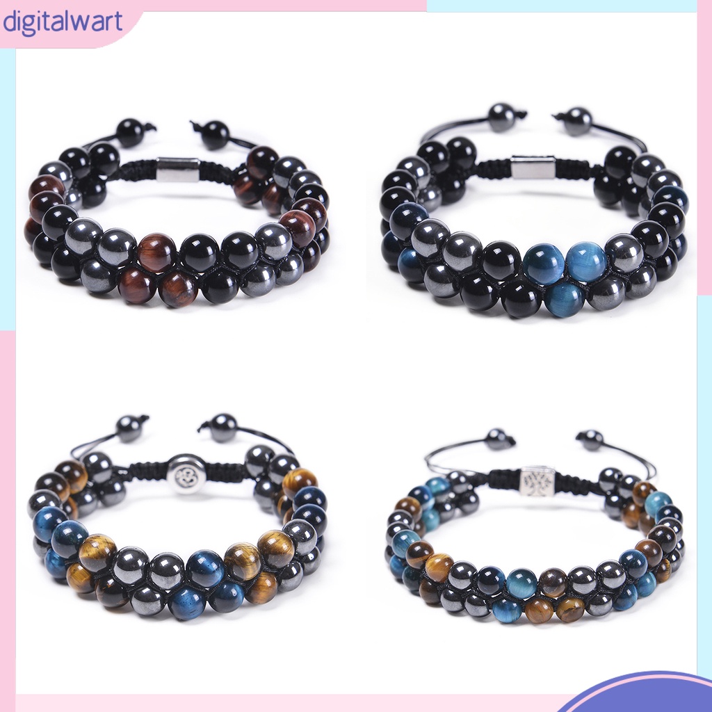 Vòng Tay Chuỗi Hạt Đá Mắt Hổ Tự Nhiên Hai Lớp 8mm Điều Chỉnh Được Thời Trang Giảm Căng Thẳng Hàng Ngày Cho Nam Và Nữ