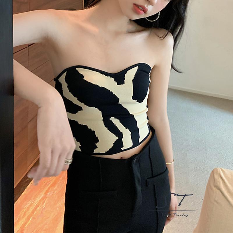 Áo Croptop Không Dây Dáng Ôm In Họa Tiết Bò Sữa Thời Trang Mùa Hè CY03 Cho Nữ