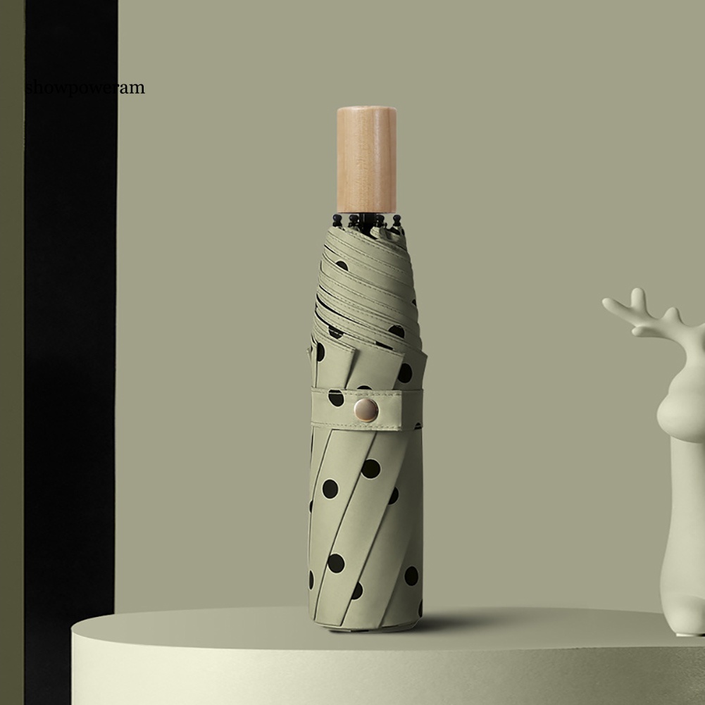 Dù Gấp Chống Nắng / Gió / Thấm Nước Họa Tiết Chấm Bi Thời Trang