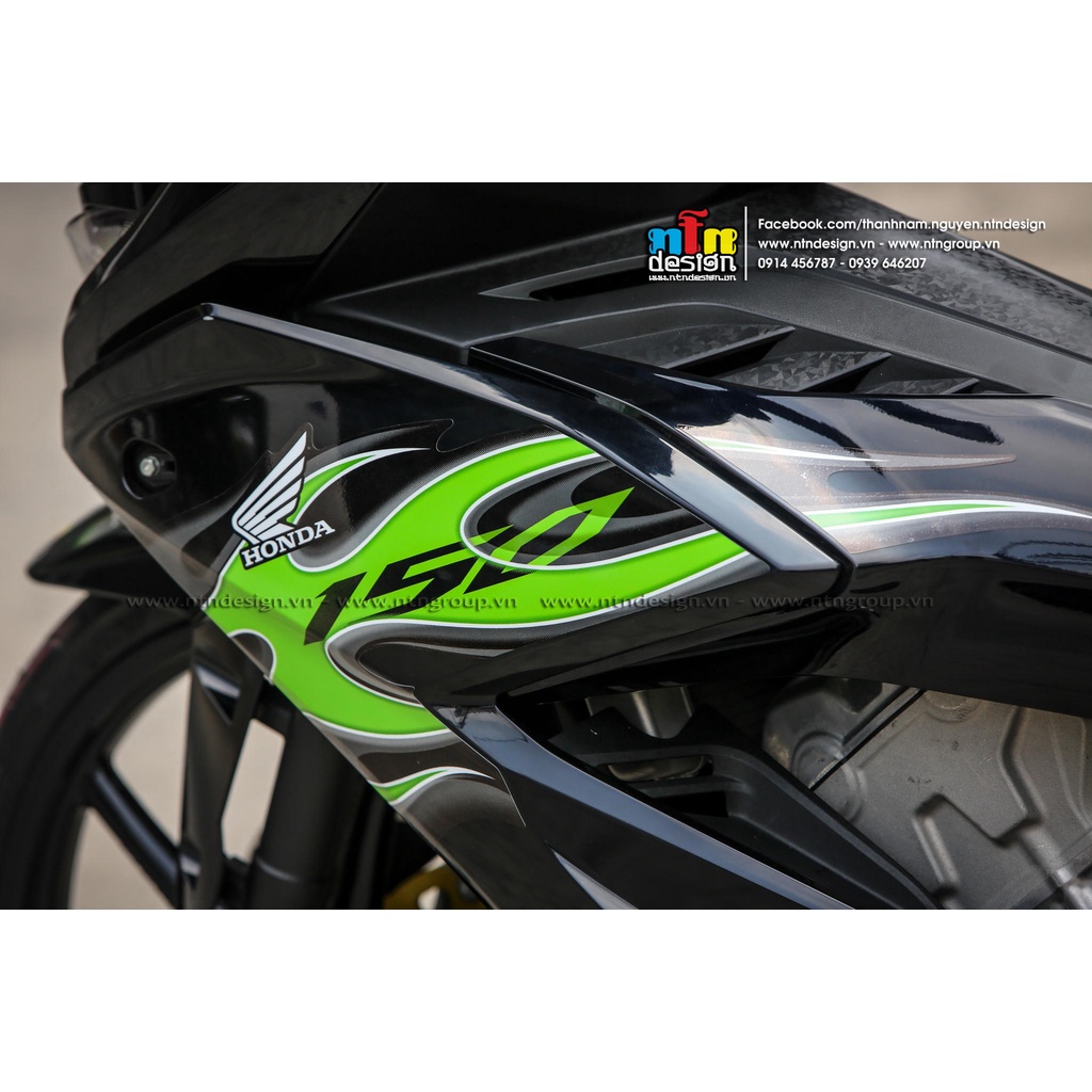 Tem rời Winner X mẫu lửa xanh lá cho xe đen - siêu hot 2023