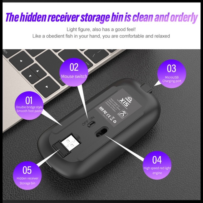 Chuột Bluetooth Zevaret X15 Không Dây Sạc Usb Cho Pc / Máy Tính Bảng / Laptop