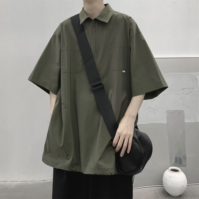 Áo Thun polo Tay Ngắn Có Khóa Kéo Phong Cách Mỹ Thời Trang Cao Cấp Cho Nam