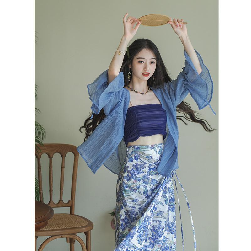 Đầm Dài Hai Dây Cardigan Phong Cách Trung Hoa Cổ Điển Thời Trang Mùa Hè Hàng Mới Dành Cho Bạn Nữ 5.14