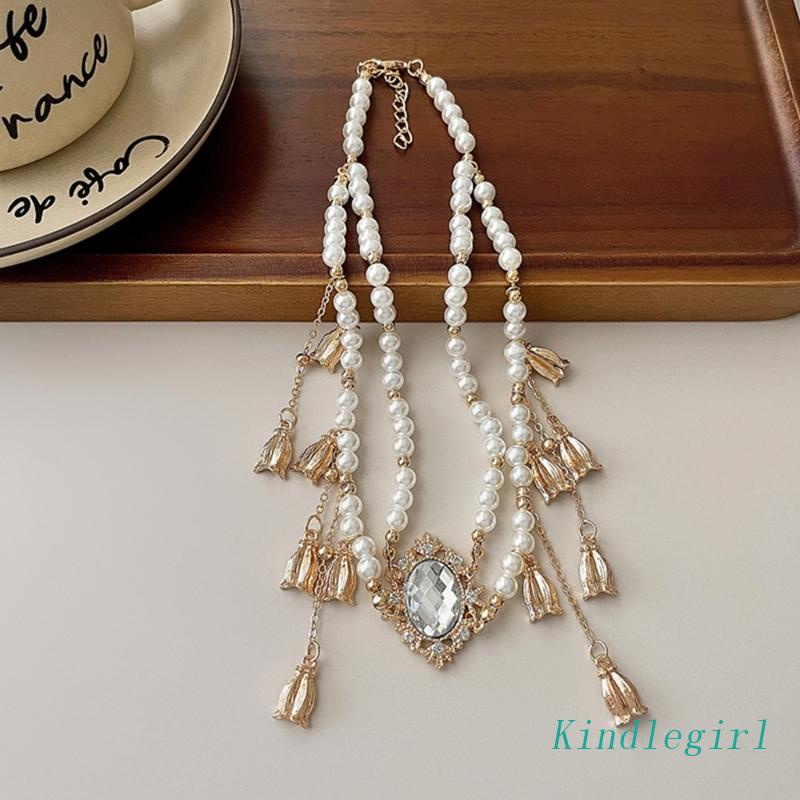 Băng Đô Chuỗi Hạt Ngọc Trai Phối Hoa Tua Rua Phong Cách Công Chúa Uygur Cho Nữ