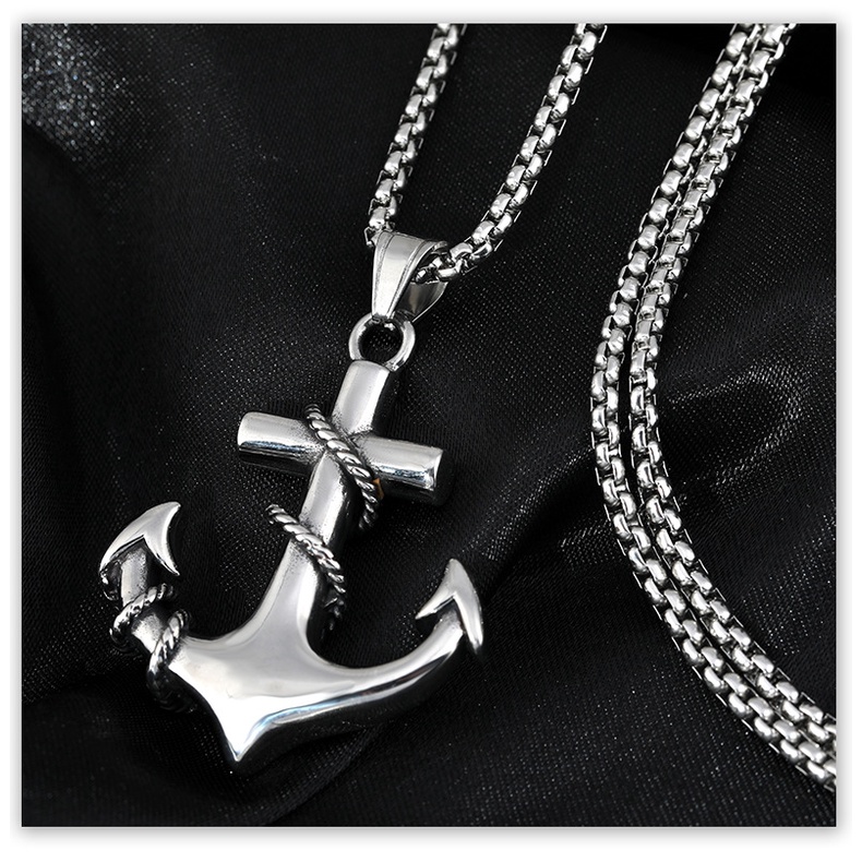 Vòng cổ Thép Titan Mặt Mỏ Neo / Tàu Cướp Biển Phong Cách Vintage Cho Nam