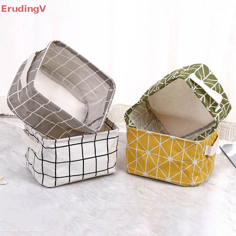 Giỏ Đựng Đồ Bằng Cotton Lanh Họa Tiết Hình Học Gấp Gọn Tiện Dụng [Mới] [Mới]